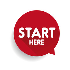 Start here button speech bubble red