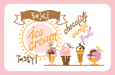 Ice Cream Poster. Vector illustration.