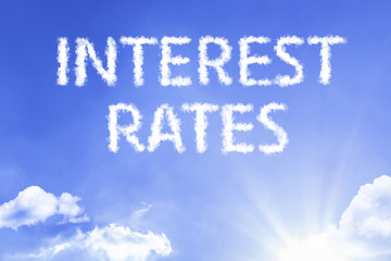 Interest Rates cloud word with a blue sky