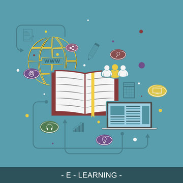 E-Learing flat vector illustration concept.
