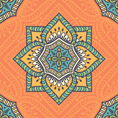 Ethnic floral seamless pattern
