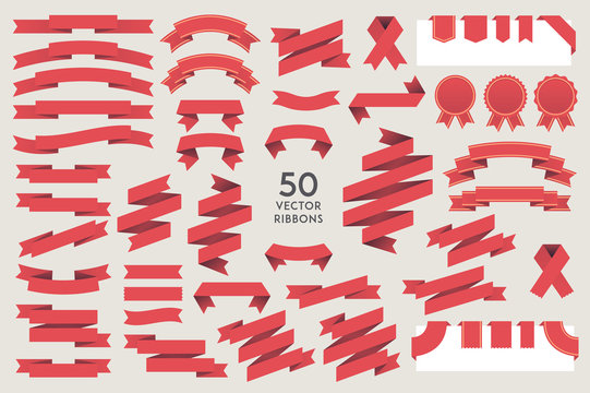 Vector Ribbons. Set of 50 ribbons