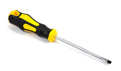 Yellow screwdriver isolated on white background