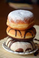 Homemade Donuts With Chocolate On A Plate