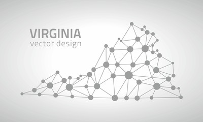 Virginia vector contour grey map