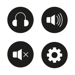 Music player interface black icons set