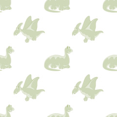 Seamless white background. Dinosaurs