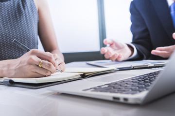 Business people discussing the charts and graphs showing the res