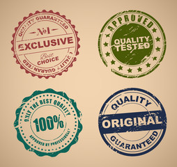Set of old stamps of quality control