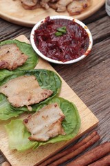 grilled pork belly korean food is delicious.