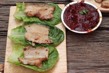 grilled pork belly korean food is delicious.