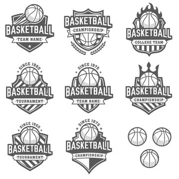greyscale Vector Basketball logos
