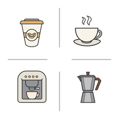 Obraz premium Coffee color icons set