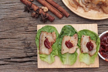 grilled pork belly korean food is delicious.