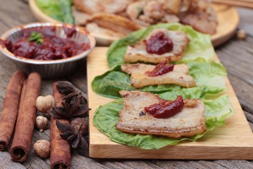 grilled pork belly korean food is delicious.