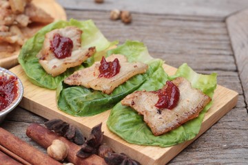 grilled pork belly korean food is delicious.