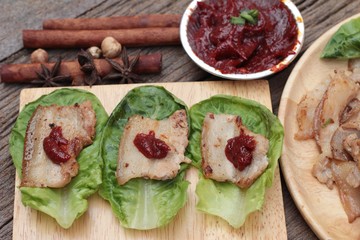 grilled pork belly korean food is delicious.