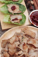 grilled pork belly korean food is delicious.