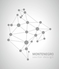 Montenegro grey vector polygonal map