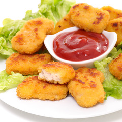fried chicken nugget and salad