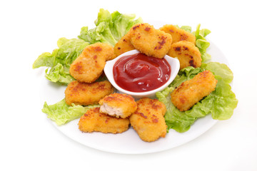 fried chicken nugget and salad