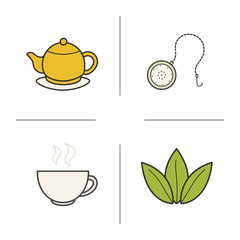 Tea color icons set