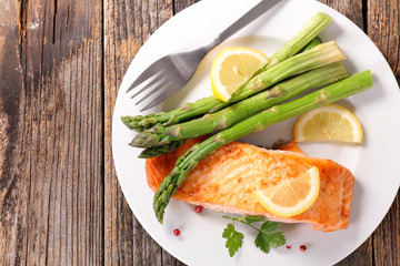 baked salmon fillet and asparagus