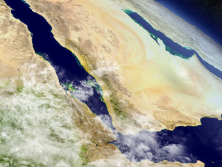 Yemen, Eritrea and Djibouti from space