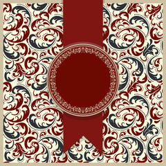 Vintage invitation card with colorful Victorian ornaments