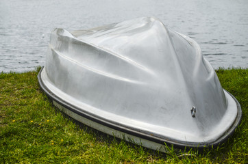 boat on the beach, bottom up