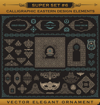 Calligraphic vintage elements. Vector baroque set. Design icons