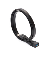 black usb cable on a white background