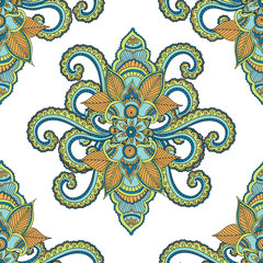 Beautiful seamless Indian floral ornament can be used as a greeting card