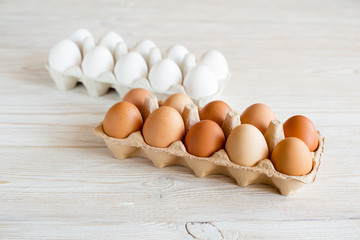 brown and white eggs