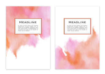 Set of A4 size flyers, vouchers, posters or book covers with watercolor texture