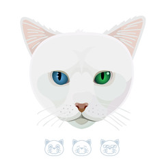 Cartoon cat with different colored eyes. Vector Illustration.