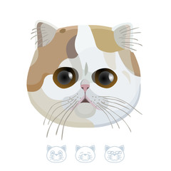 Cute cat with big eyes. Cartoon portrait. Vector Illustration.