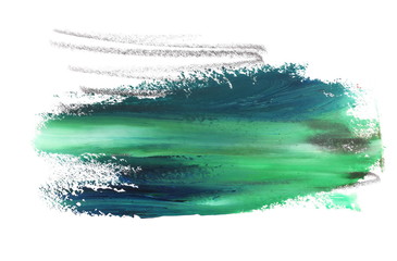 photo green blue grunge brush strokes oil paint isolated on white background