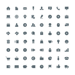 Business, office, contacts, shop, money, system and website total vector icon set - 64 different symbols on the white background