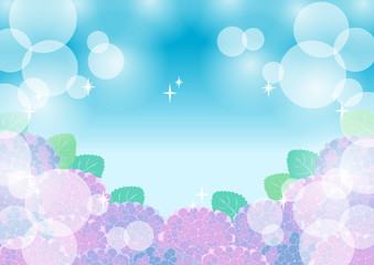 あじさいとキラキラ背景のイラスト 