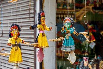 Colorful marionette puppets