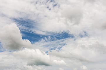 Pattern of white cloud with storm and blue sky