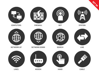 Networking icons on white background