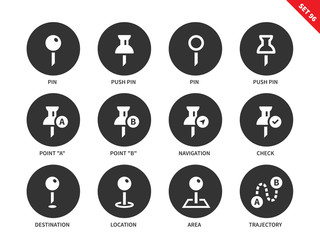 Pin icons on white background