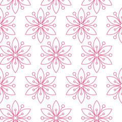 Fototapeta na wymiar Elegant seamless pattern with watercolor painted pink flowers, d