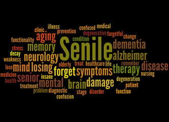 Senile, word cloud concept 7