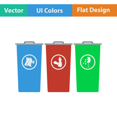 Garbage containers with separated trash icon