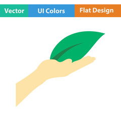 Hand holding leaf icon