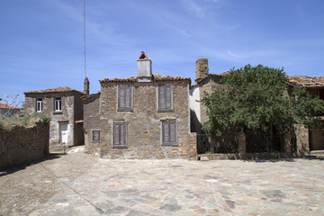 Bademli Village houses (Its name is Gliki in Greek) in Gokceada island, Canakkale, Turkey