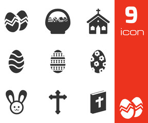 Vector black easter icons set